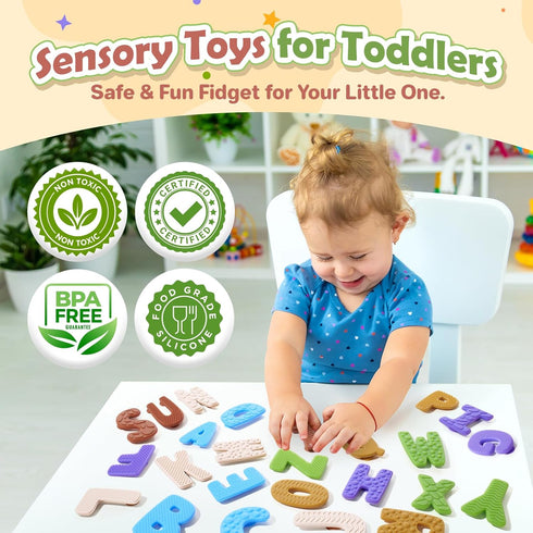 Alphabet ABC Learning Educational Toys - Textured Sensory Fidget Toys for Toddlers Kids - Educational Tools Suction Toy