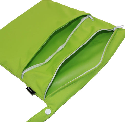 Damero 2 Pack Travel Wet Dry Bag Organizer with 2 Pockets for Cloth Diaper, Baby Clothes, Pumping Parts, Medium,
