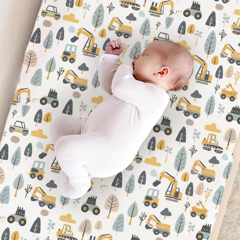 KuphiL10C Girls-16x32 Cartoon Car Transportation Construction Truck Trees Baby Changing Pad Cover,Unisex Car Nursery