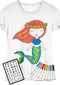 Mermaid Coloring Kit for Girls - DIY Shirt with 10 Fabric Markers and Alphabet Stencil