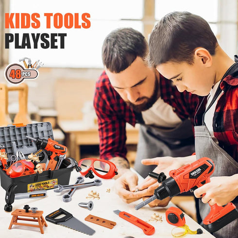 Set 48 Set 3,4,5,6,7,8 Kids Tool Zealous pcs Toddler Tool with Tool Box & Electronic Toy Drill, Pretend Play Kids Toys