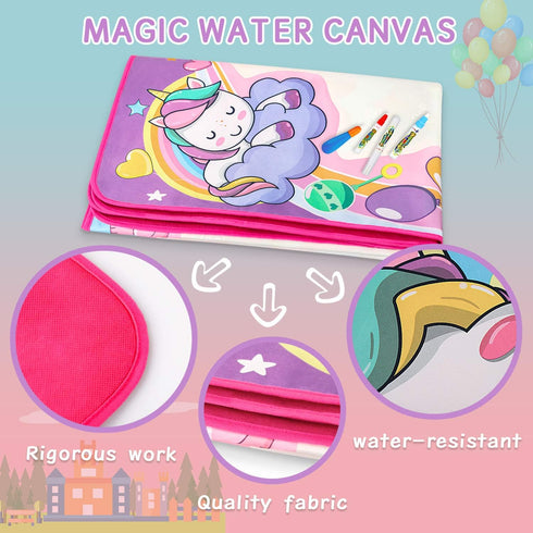 2 3 4 5 6 7 8 9 Water Doodle Mat- Kids Painting Writing Doodle Board Toy - Color Drawing Mat Bring Magic Pens