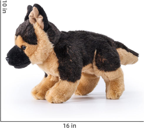 16 German Shepherd Stuffed Animal, Soft Realistic Dog Plush Toy for Boy and Girls, Huggable and Washable Non-Shedding