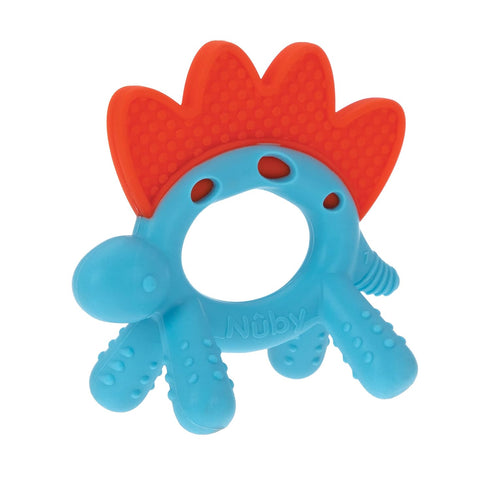 Nuby Geo Zoos Massaging Teether, Baby Teething Toy, Soft Easy Grip, 3+ Months, Dino