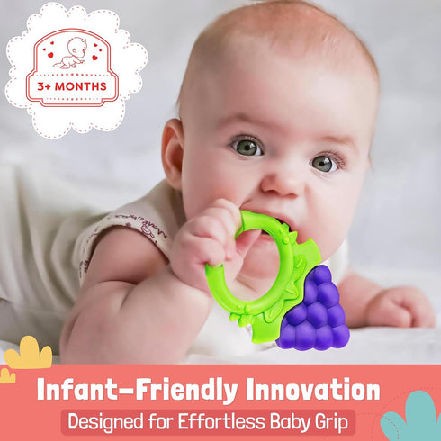 Baby Teething Toys 6-Pack, Food Grade Silicone Teether Set, Freezer Safe, BPA-Free for Babies 0-6 Months