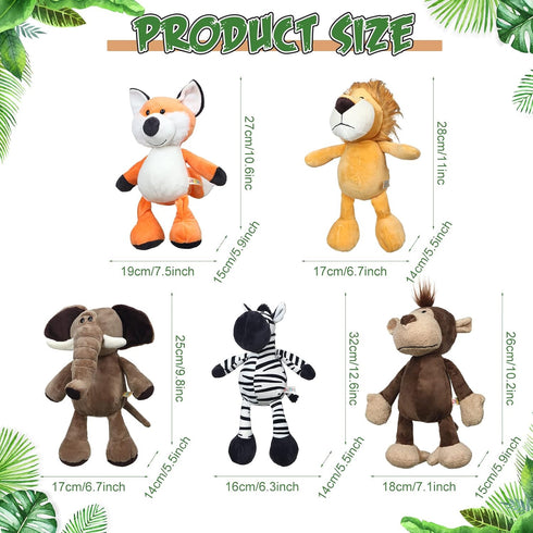 9 Set 11 Inch Zhanmai Pieces Safari Stuffed Animal Toys Plush Jungle Animal Toys Plush Includes Tiger Lion Elephant