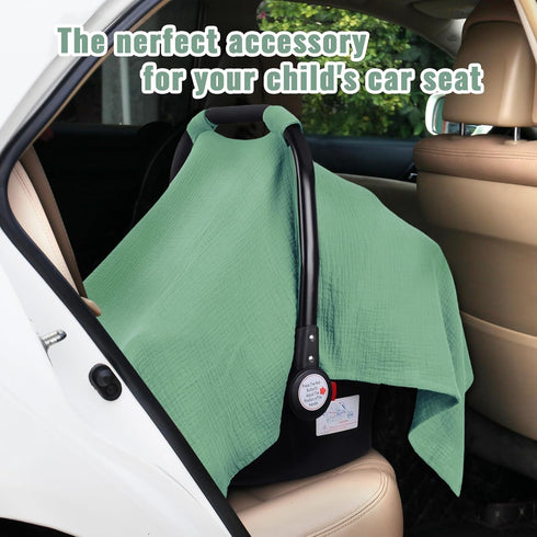 100% Summer, Metplus Muslin Car Seat Cover for Babies, Cotton Breathable Infant Carseat Canopy for Lightweight Stroller
