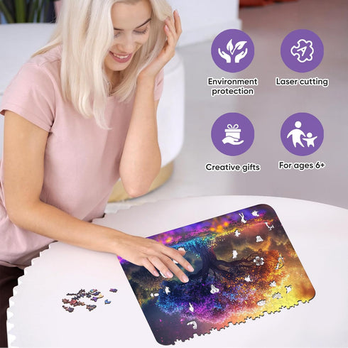 Wooden Puzzles for Adults - Tree of Life Wooden Jigsaw Puzzles 200pcs, 8.3x12in, Unique Shape Gift