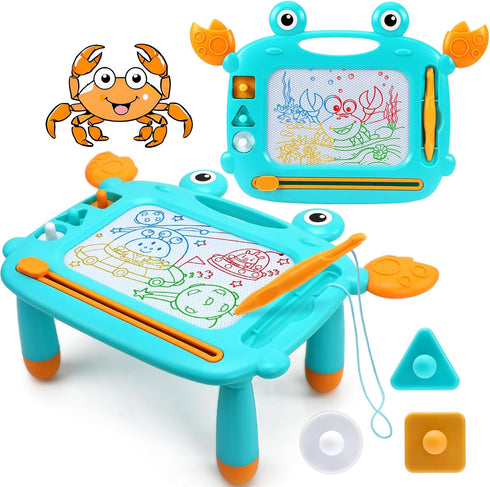 Toddler Toys 2-3, Crab Magnetic Drawing Board for 1 Year Old, Mess-free Educational Learning Toys for 2 Year Olds