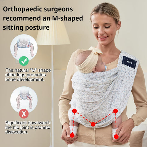 40lbs CUBY Wrap Baby Sling Carrier, Baby Wraps Sling Carrier Adjustable Breathable Lightweight Easy to Wearing - Baby