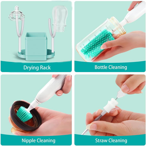 KEAMONVIAL Electric Bottle Brush Cleaner, Portable & Rechargeable Electric Baby Bottle Brush Travel Kit Nipple & Baby