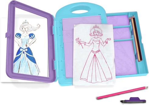 9 4 Melissa & Doug Princess Design Activity Kit - Double-Sided Plates, Colored Pencils, Rubbing Crayon