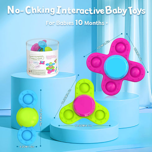 Suction Cup Spinner Toys for 1 Year Old, 3PCS Spinning Toys for Toddlers 1-3, Sensory Bath Travel Toys