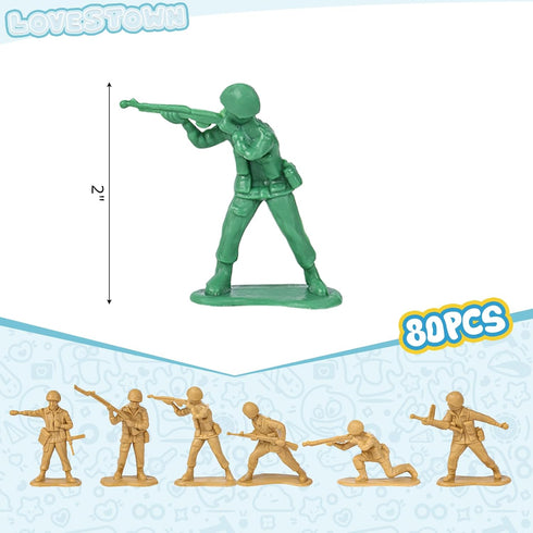 LovesTown 120PCS Army Men Action Figures: Plastic Toy Soldier Figures Playset in Green, Red, Yellow, Silver for Boys