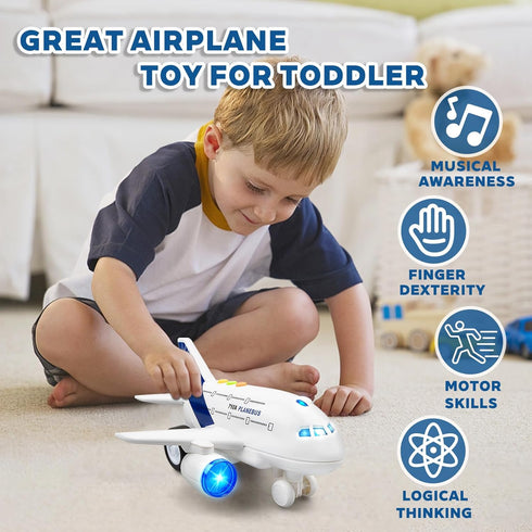1:200 3 4 5 6 7 8 Airplane Toys for Toddlers Friction Powered Toy Plane with Flashing Lights and Sounds for Kids Boys