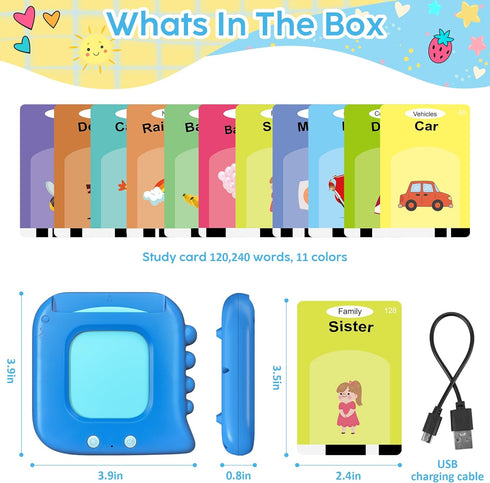 Kids Toddler Talking Flash Cards with 224 Sight Words, Montessori Toys, Speech Therapy, Educational Gifts for Ages 1-5