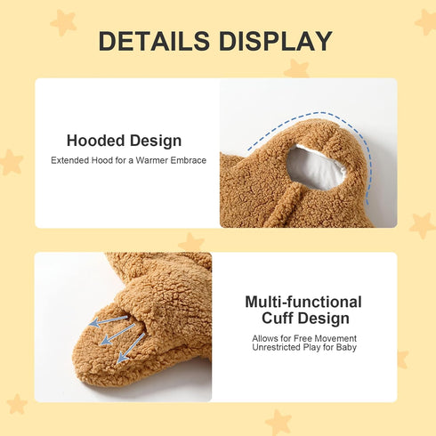 HEVOY Baby Starfish Onesie, Thick Imitation Fleece Starfish Newborn Sleeping Bag, Infant Footie Jumpsuit Winter Warm