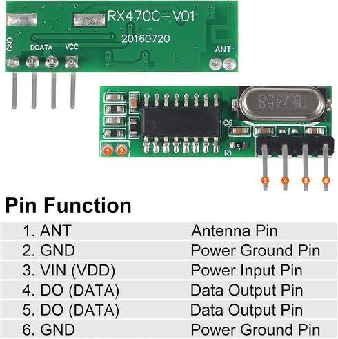 D-FLIFE 5pcs 433mhz Wireless RF Transmitter and Receiver with Antenna Ask Remote Control Module DIY Kit for Arduino