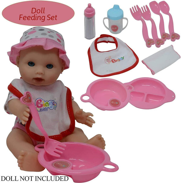 The New York Doll Collection Baby Doll Accessory Set in Zippered Carrying Case for Feeding & Caring