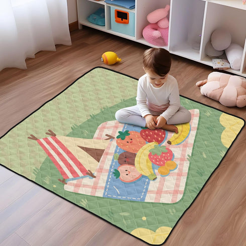 EtherSpher 50'' 50''tapete Cartoon Field Picnic Fruits Green Soft Foam Baby Gym Play mat for Indoor Outdoor Lightweight