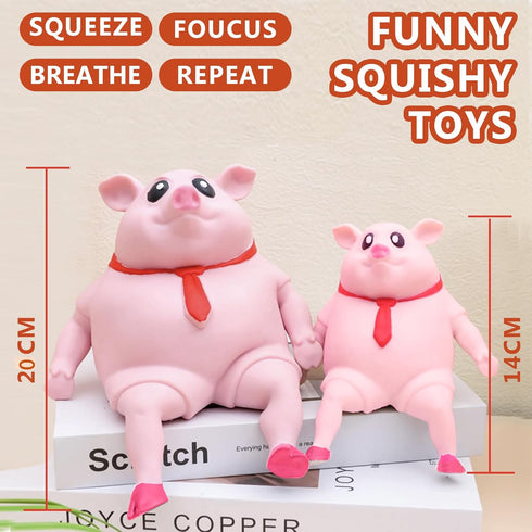 CHEROSIN 2Pack Cute Squishy Pig for Kids and Adults - of Sensory Stress Relief Pig Squeeze Toys to Anxiety, Funny
