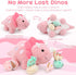 17.6in Mommy 3 Pink Dinosaur Toys for Girls, Dinosaur Stuffed Animal with Baby Dino Plush(Triceratops, Stegosaurus