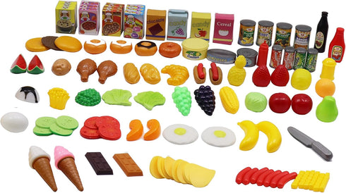 DREAM COLLECTION Set 120 Flat River Group , Pretend Food with Carry Bag - Plastic Food Toys, Food Collection of Pieces