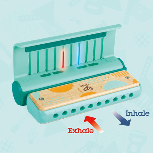 Hape Learn with Lights Harmonica | USB Charging Musical Instrument with Learning and Band Mode