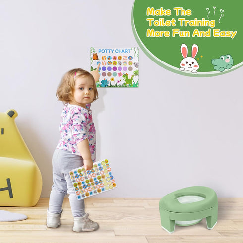 MCGMITT Portable Potty for Kids Travel - Foldable Training Toilet Chair for Toddler Girls with Storage Bags, Potty