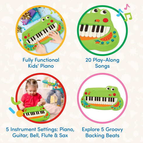 5 Settings 2 Battat Toddler Musical Instrument Animal Keyboard Piano with Crocodile Piano Years+