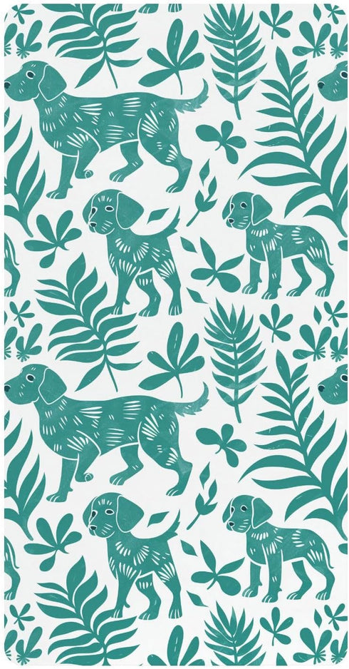 miaozhen Cotton Baby Crib Sheets Soft Stretchy Vector Illustration Handdrawn Dog Cyan Unisex