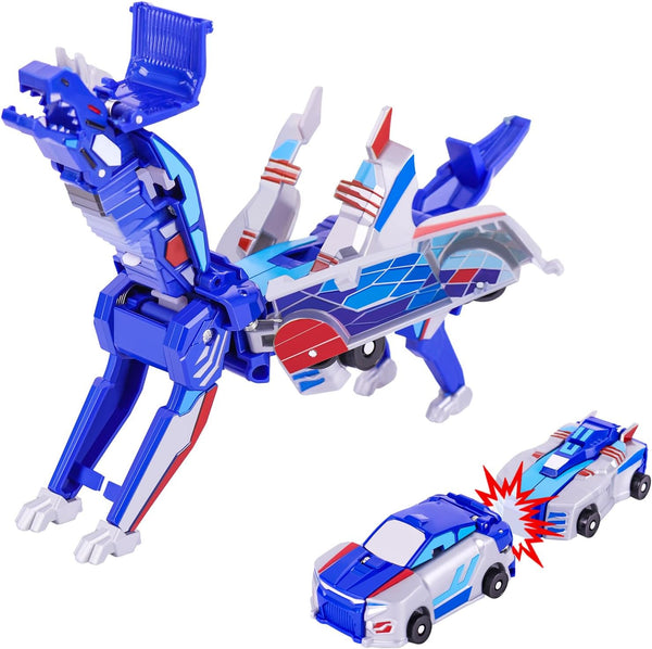 vixiwi Magnetic Transforming Dinosaur Car Toys, 2 in 1 Collision Transform Robot Cars