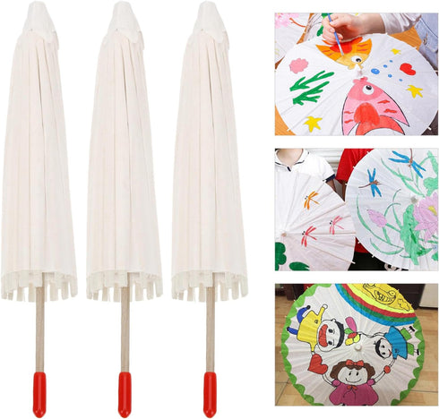 Parasol Mini Umbrella Doll Umbrella, White Blank Paper Parasol DIY Craft Umbrella, Cute Tiny Umbrella Mini Parasol