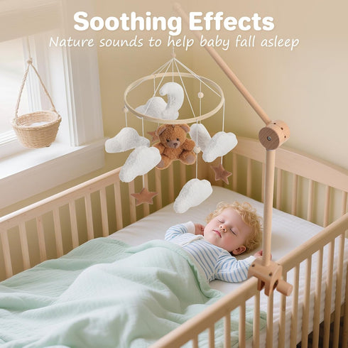 NICEMER Baby Mobile for Crib Teddy Bear Cloud Crib Mobile for Boys and Girls Nursery Mobile Gender Neutral Crib Hanging