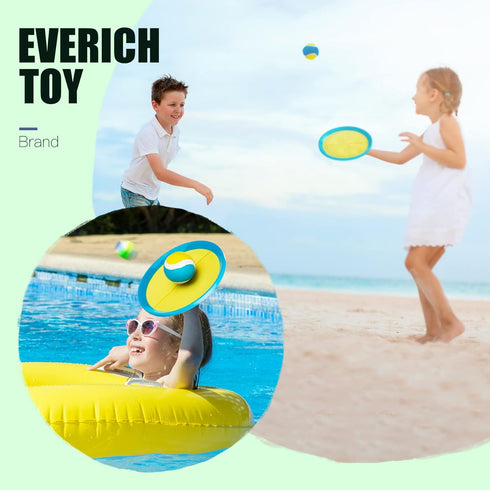 EVERICH TOY Beach Toys Outdoor Games - Upgraded Version for Kids Ages 3-10, Paddle Toss with Rackets and Balls