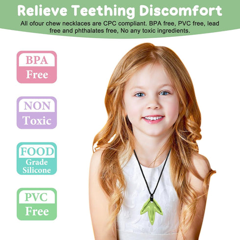 MISSLILI Sensory Chew Necklaces for Aggressive Chewers - Silicone Chewelry for Autism, ADHD, Oral Motor Therapy & Baby