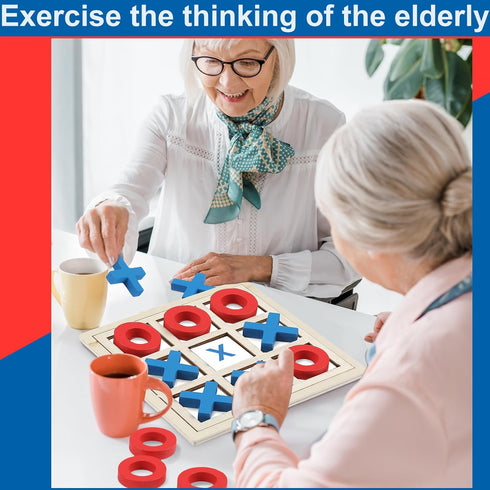 Jumbo Wooden Tic Tac Toe Game - Dementia Activities for Alzheimer's Seniors - Engaging Table Decor for Elderly
