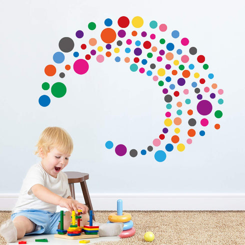 PARLAIM Polka Dot Wall Stickers for Bedroom Living Room - 130 Circles Decals for Kids Boys and Girls