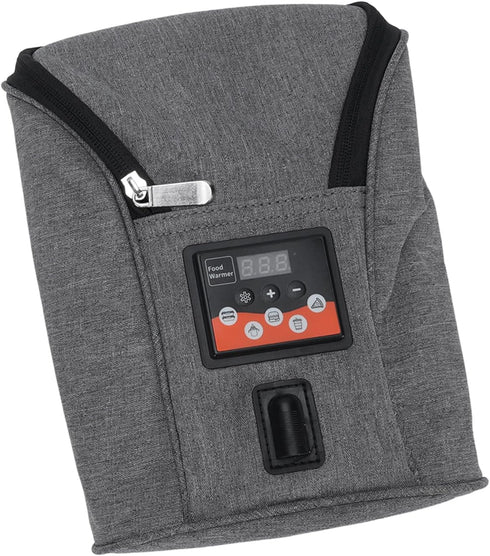 Portable Adjustable Temperature Baby Bottle Warmer Bag - Insulated Milk Heater for Outdoor Use (Grey)
