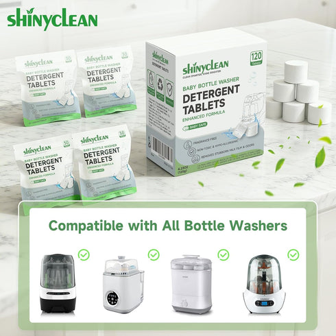 120PCS Momcozy Baby Bottle Washer Tablets for & Baby Brezza Pro, Natural Enzyme Detergent,Deep Cleaning, Chlorine
