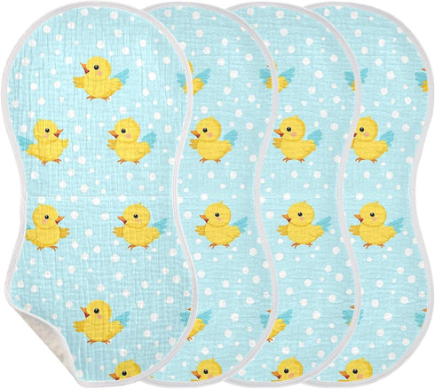 tplaotee 22x11in White Polka Dots Cartoon Yellow Chicks Cotton Neutral Burp Cloths Breathable Baby spit up Cloth