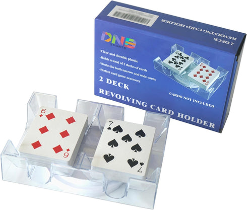 DNB Revolving Playing Card Tray - Plastic Rotating Canasta Card Holder for 2 Decks