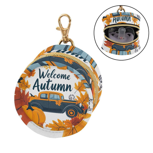 YETTASBIN Autumn Pumpkin Portable Pacifier Holder Case with Metal Hook Buckle & Zipper for Diaper Bag and Stroller