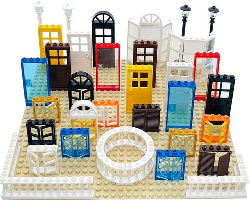 90 Piece Building Block Parts Toy - Windows, Doors, Fences - Gift for Kids Age 6+ - Compatible with Major Brands
