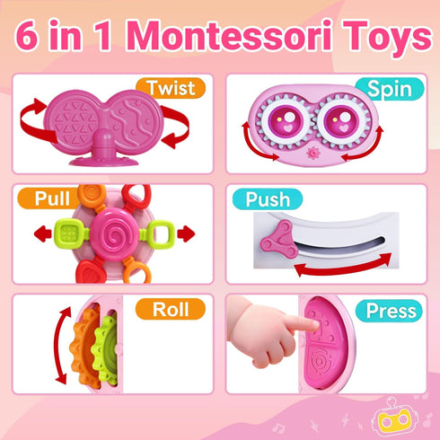 MoraBaby 1+ 1-3 6-in-1 Tummy Toys for Year Old Girl, Musical Busy Cube for Toddlers year old, Montessori Activity Cube