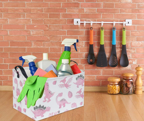 Rectangular Pink Baskets,Dinosaur Basket Cute Storage Basket Organizer for Kids Room Dinosaur Decor ,Clothers,Toys