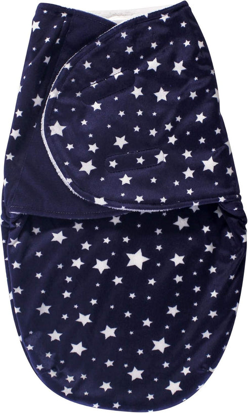 Hudson Baby Unisex Plush Swaddle Wrap, Navy Star, 0-3 Months
