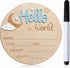Mindow Baby Announcement Sign, 5.9 Inch Wooden Hello World Newborn Sign Boy, Moon