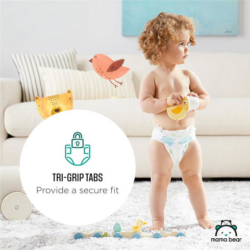 120 Count (4 packs 30) Amazon Brand - Mama Bear Gentle Touch Diapers, Hypoallergenic with Leak Protection, Size