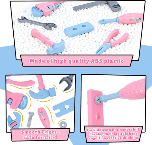 Magic4U Set Set 3-6 Kids Tool with Tool Bag & Tape Measure, Toddler Tool Pretend Play Construction Toys,Ideal Birthday